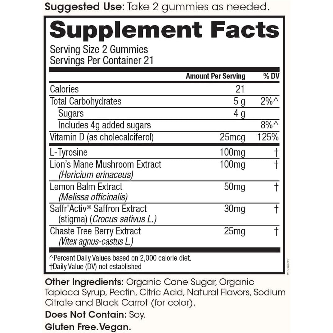 WINGED Happy Her Mood Gummies | Happy Mind & Positive Feelings| Cherry Berry Flavor (60 Ct)