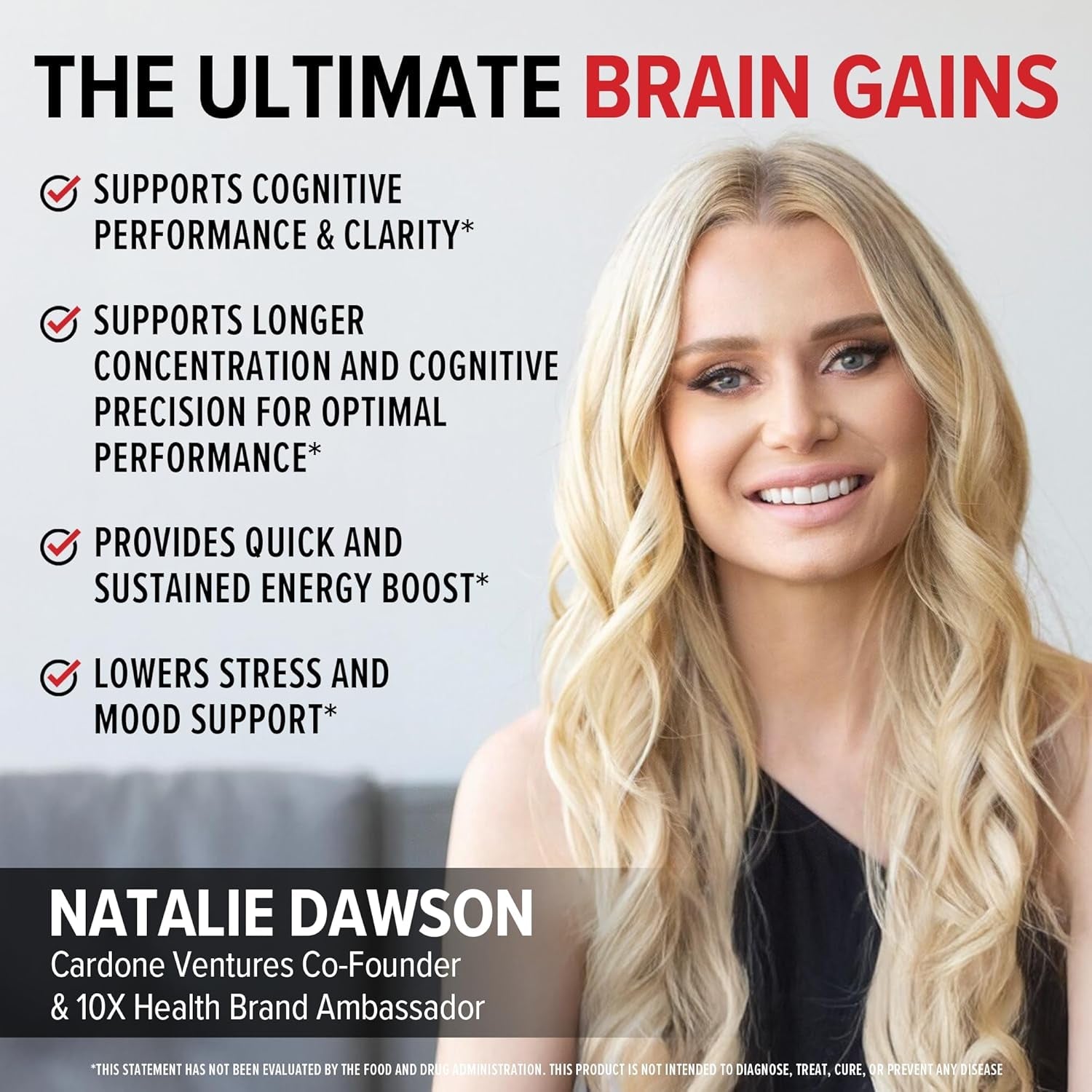 10X Health Focus Brain Supplements for Memory and Focus - 60 Capsules