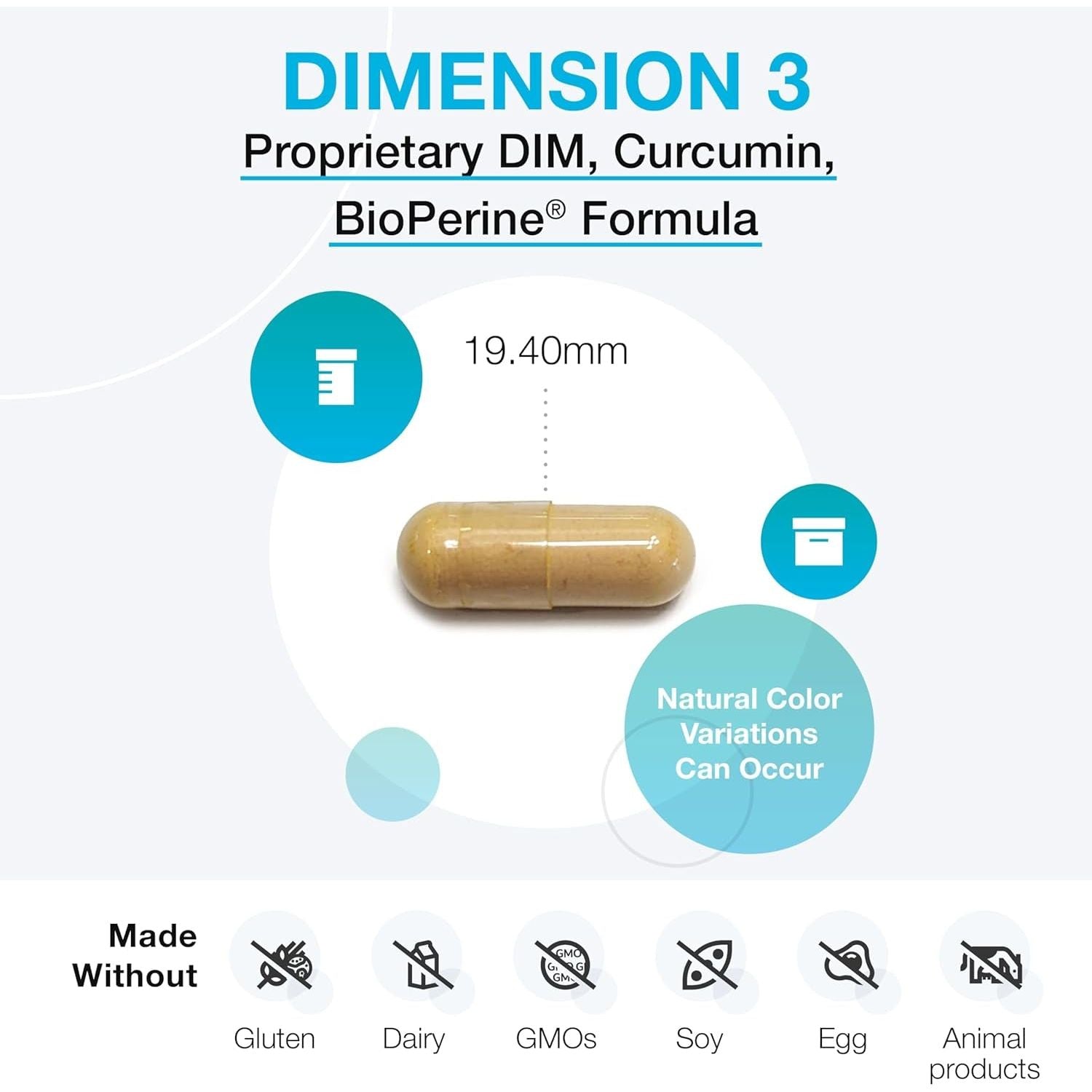 XYMOGEN Dimension 3 - DIM Supplement with Curcumin + Bioperine - Supports Healthy Estrogen Detox, Hormonal Balance for Women and Men (120 Capsules)