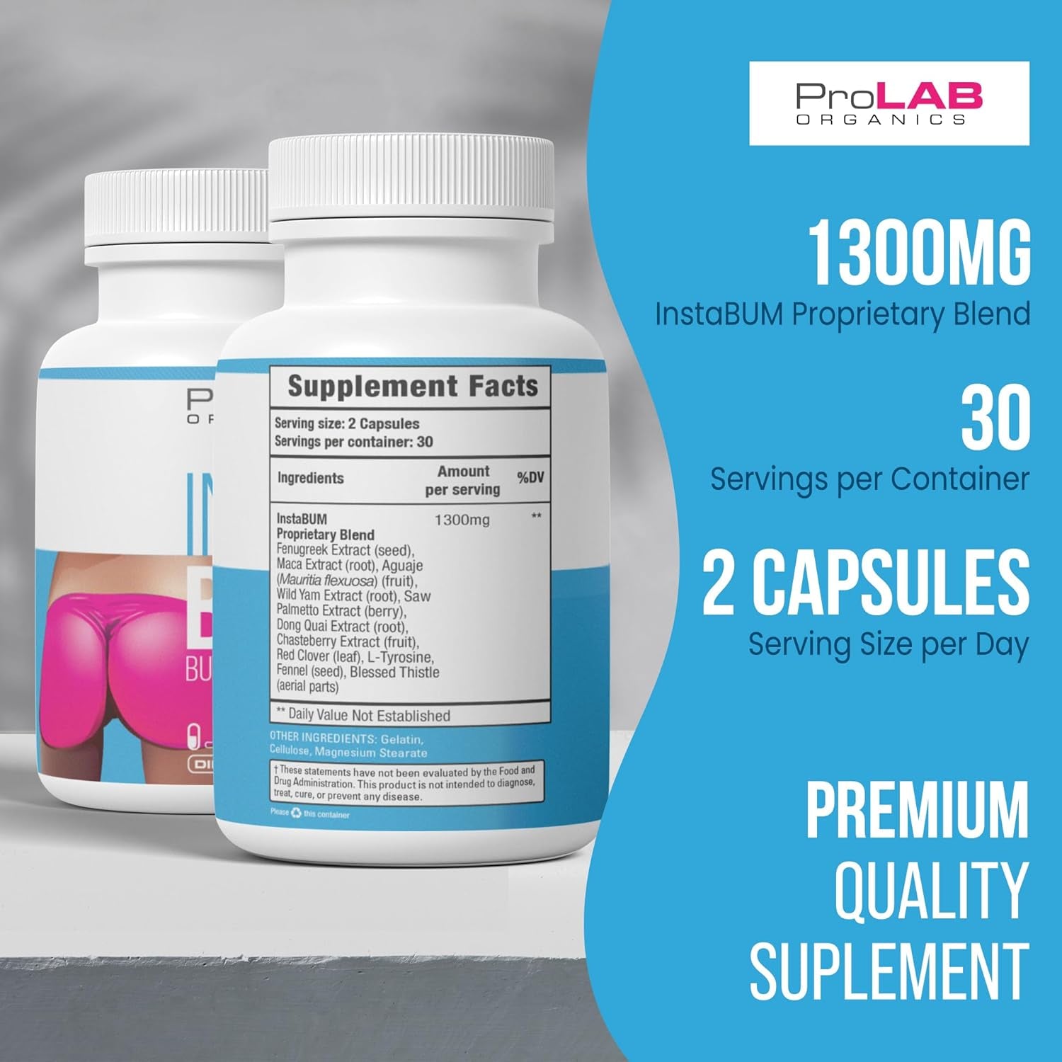 Instabum Bum Enhancement Pills – Lift, Shape, and Fill Glutes – Fast Growth for Bigger Butt and HIPS