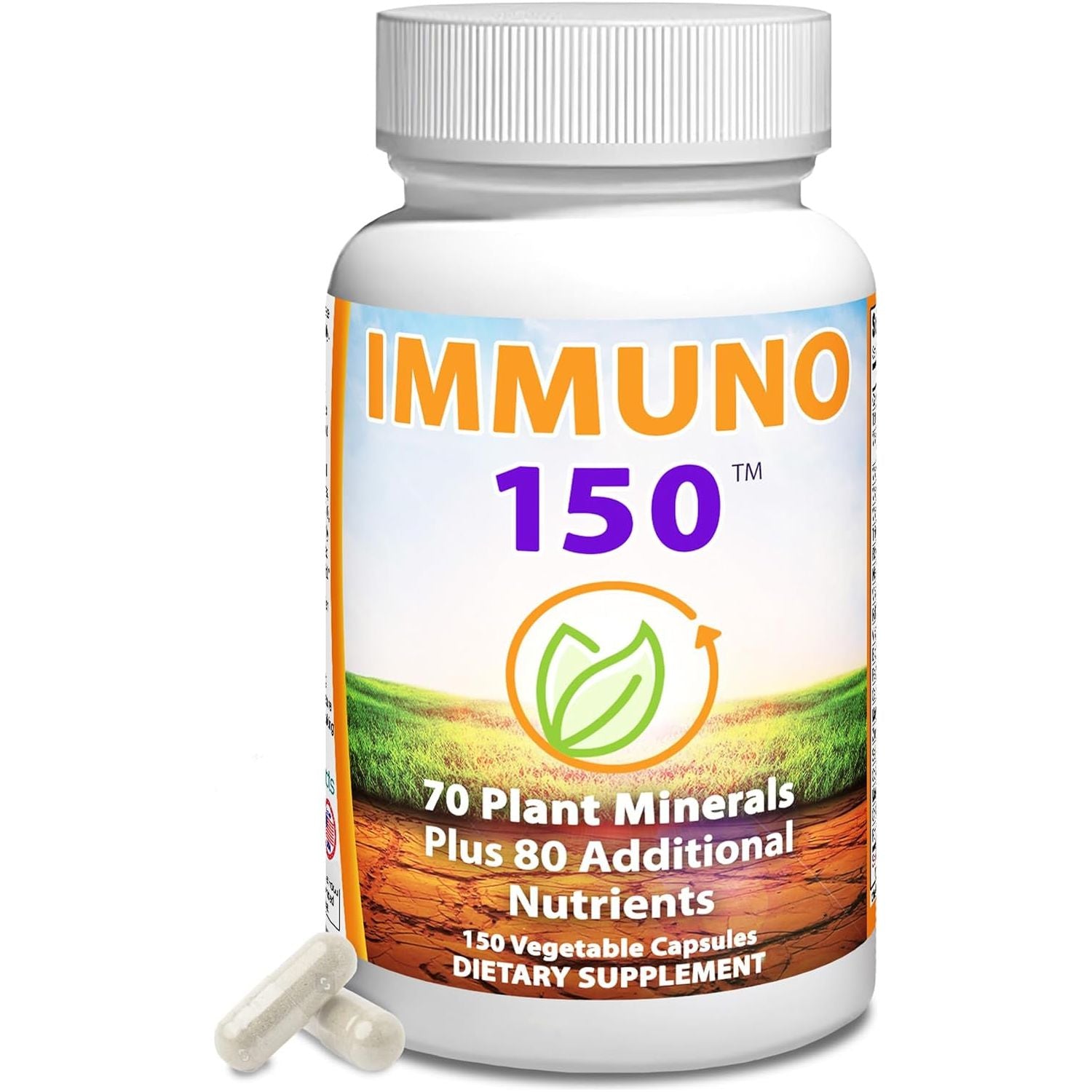 Immuno150 Immune Support Supplement - Immunity Boost Packed with 70 Trace Minerals, 13 Essential Vitamins, Antioxidants, Herbs & Amino Acids 150 Capsules