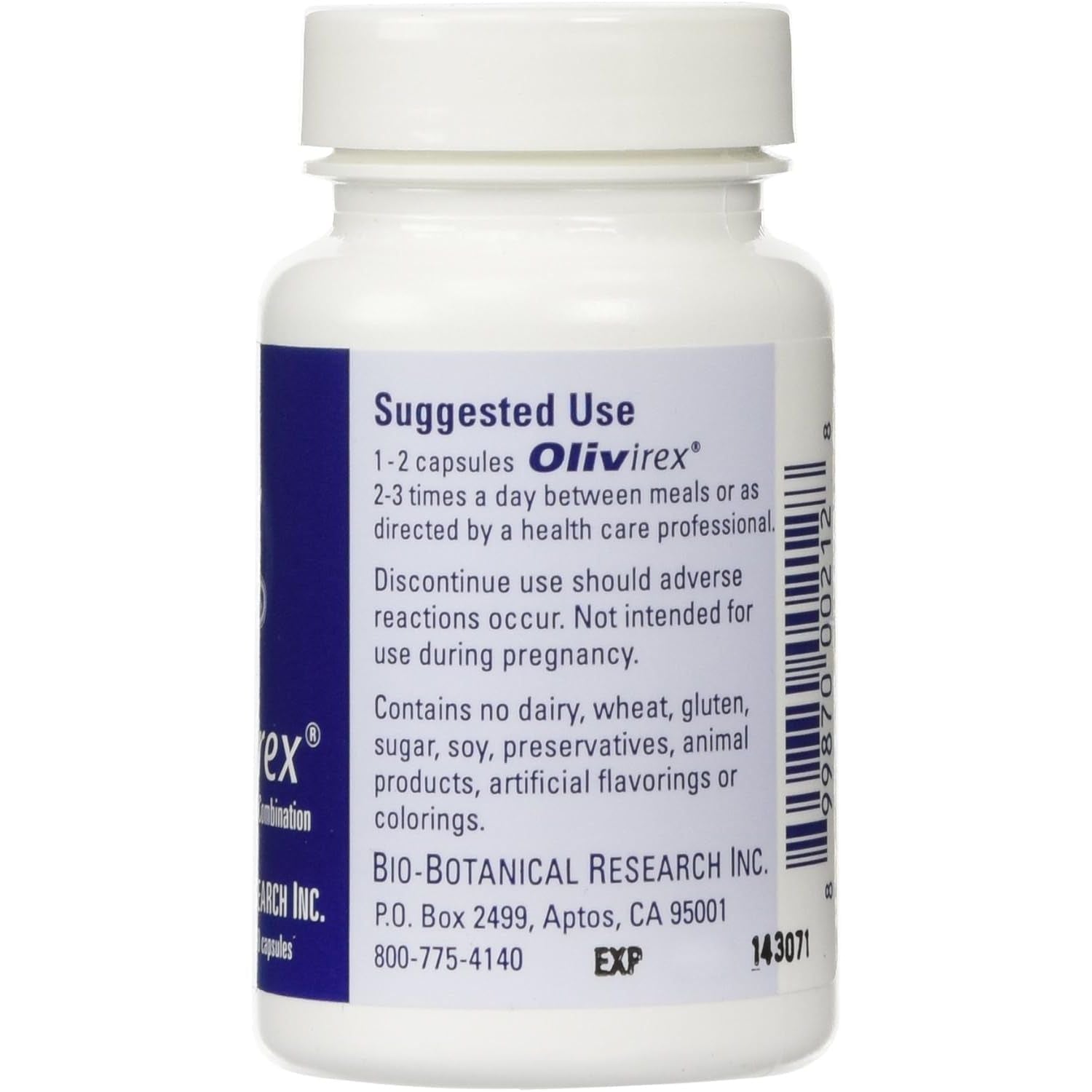 Olivirex High Potency Olive Leaf Combination by Biocidin - Immune Support Supplement (60Ct)