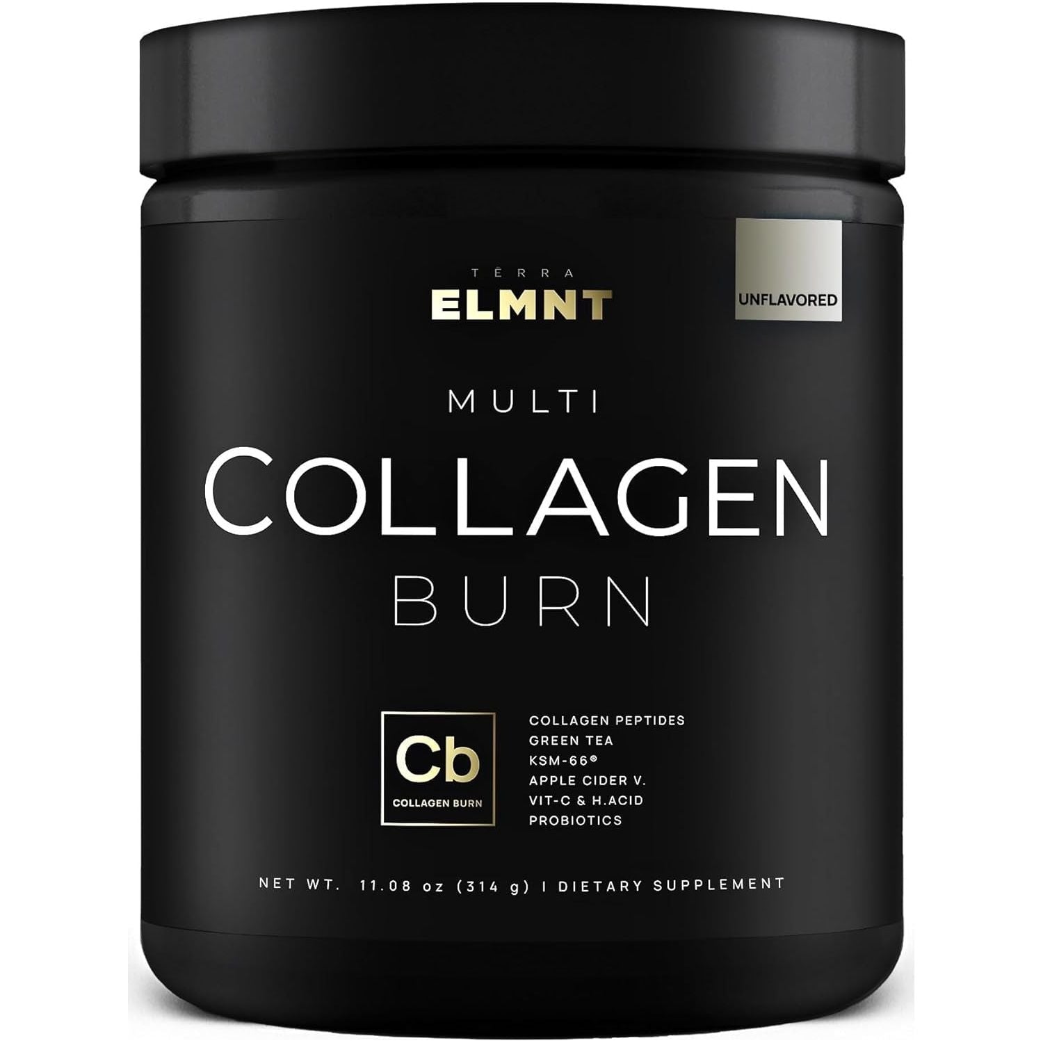 ELMNT Super Collagen Powder for Women Weight Loss + Beauty W. Probiotics, Hyaluronic Acid, ACV, KSM-66, Biotin (Unflavored)