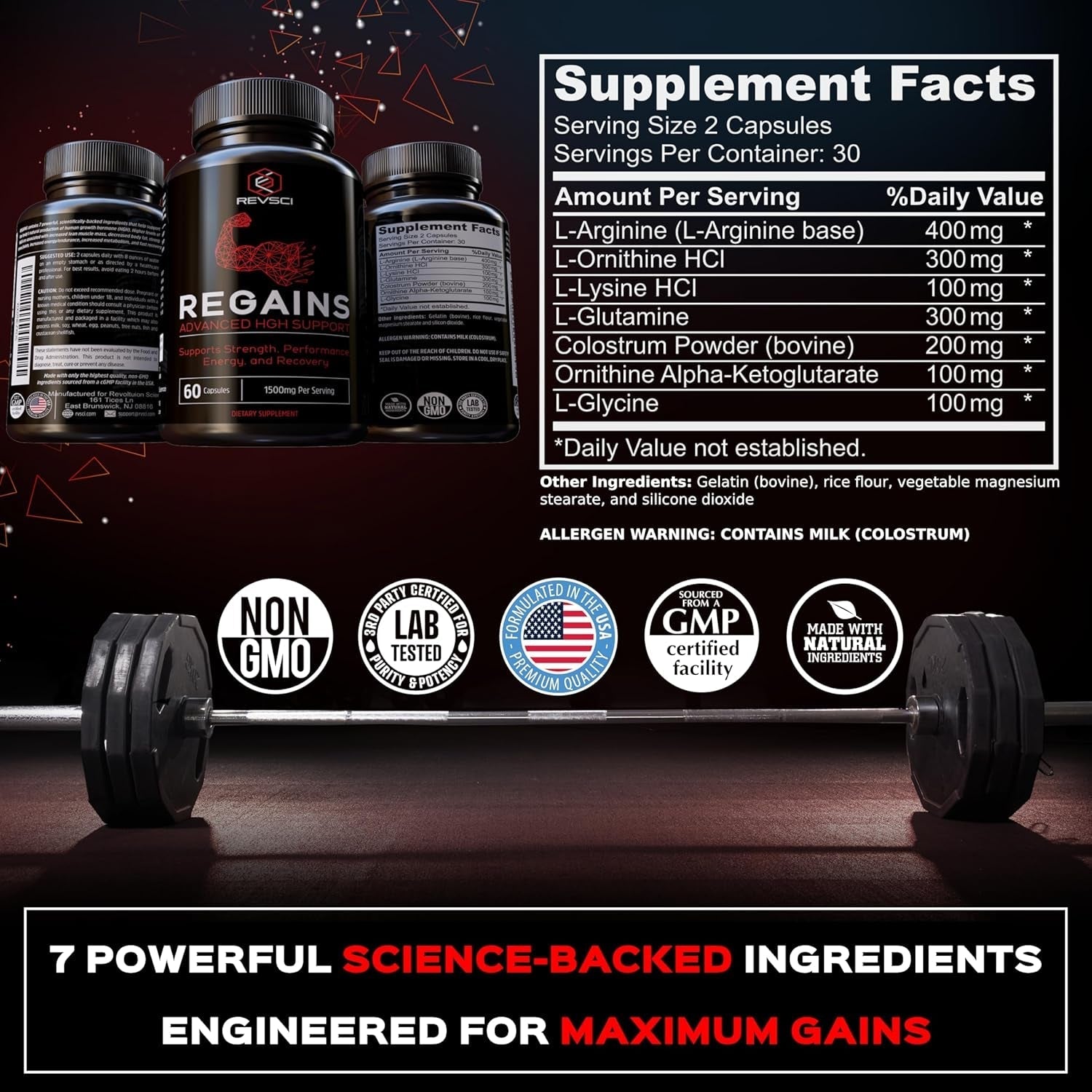 HGH Supplements - Regains Natural Anabolic Muscle Growth Building GH & Human Growth Hormone for Men 60 Pills