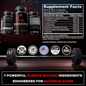HGH Supplements - Regains Natural Anabolic Muscle Growth Building GH & Human Growth Hormone for Men 60 Pills