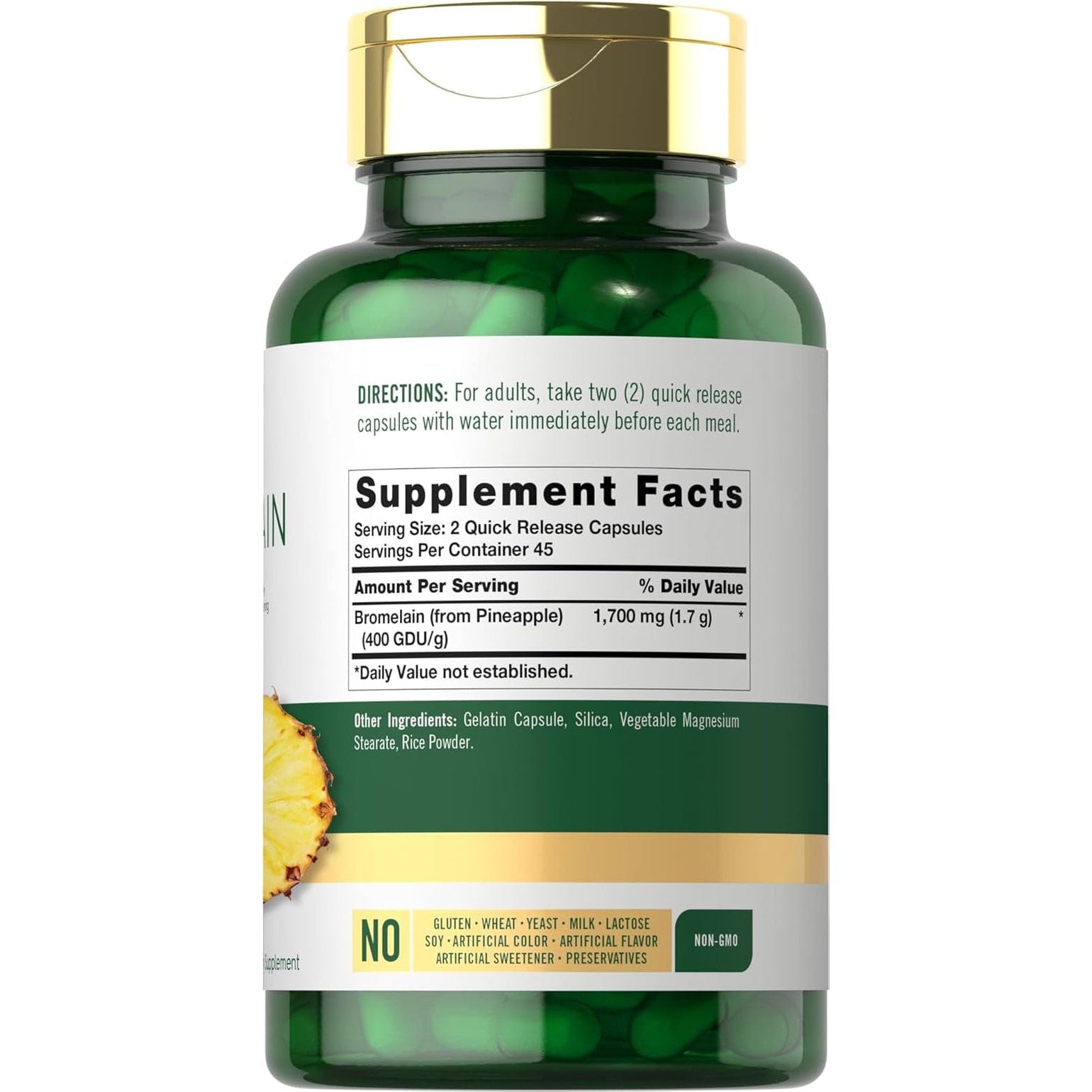 Carlyle Bromelain 1700 Mg | 90 Capsules | Pineapple Enzyme Supplement 