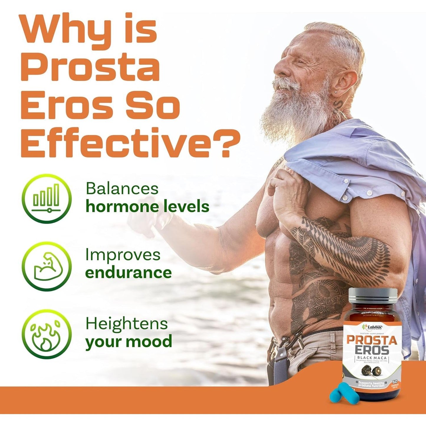 Prostaeros- Prostate Support Supplement - 7 Natural Ingredients - 60 Count 