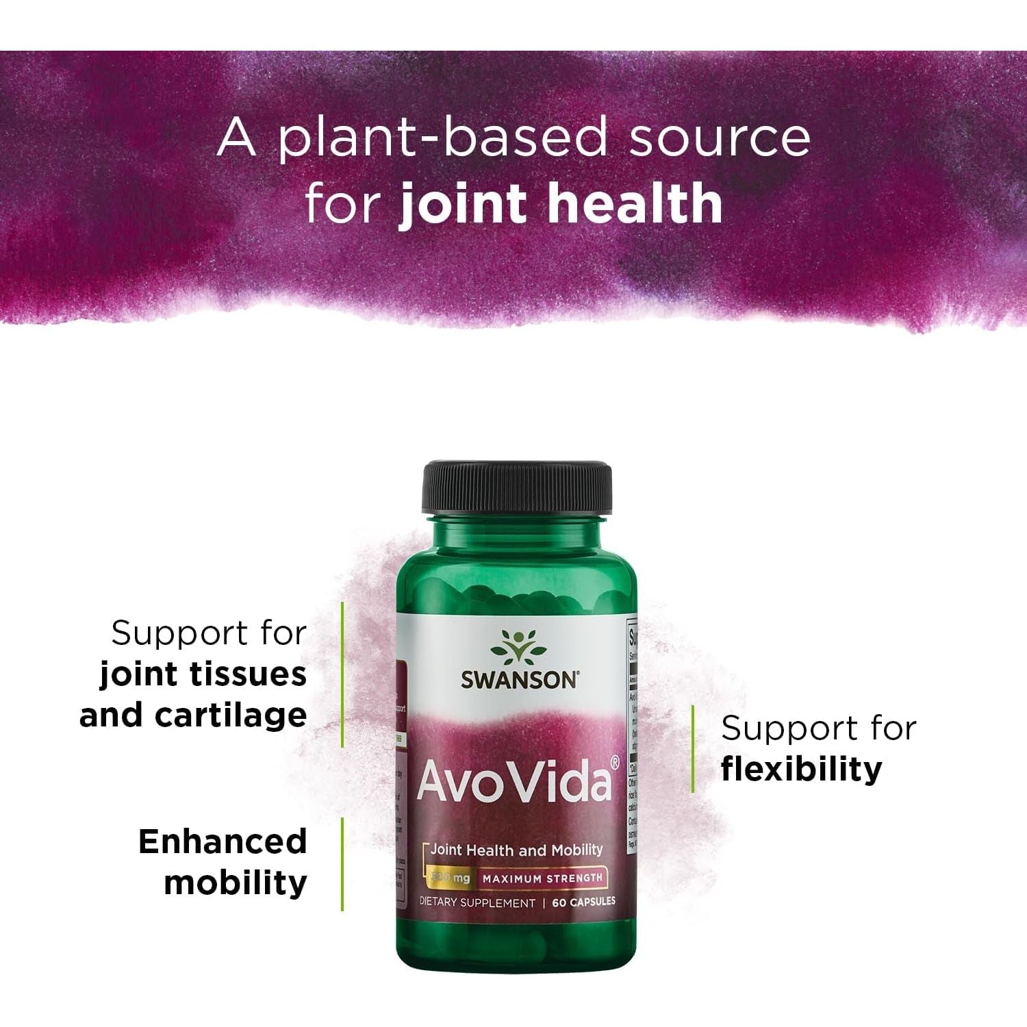 Swanson Avocado Soy Avovida Maximum Strength ASU Supplement for Joints 300 Mg 60 Capsules
