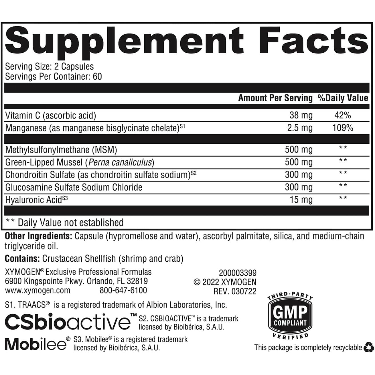 XYMOGEN Synovx DJD - Helps Maintain Healthy Joints + Provides Joint Tissue Building Blocks  (120 Capsules)