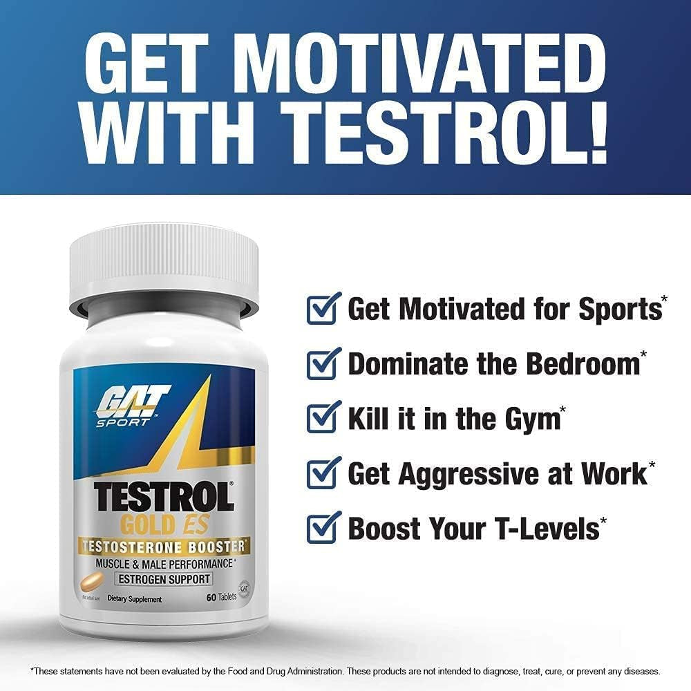 GAT SPORT Testrol Gold ES, Tribulus, DIM, Zinc, Longjack, Fenugreek, Saw Palmetto for Estrogen Balance, 60 Tablets
