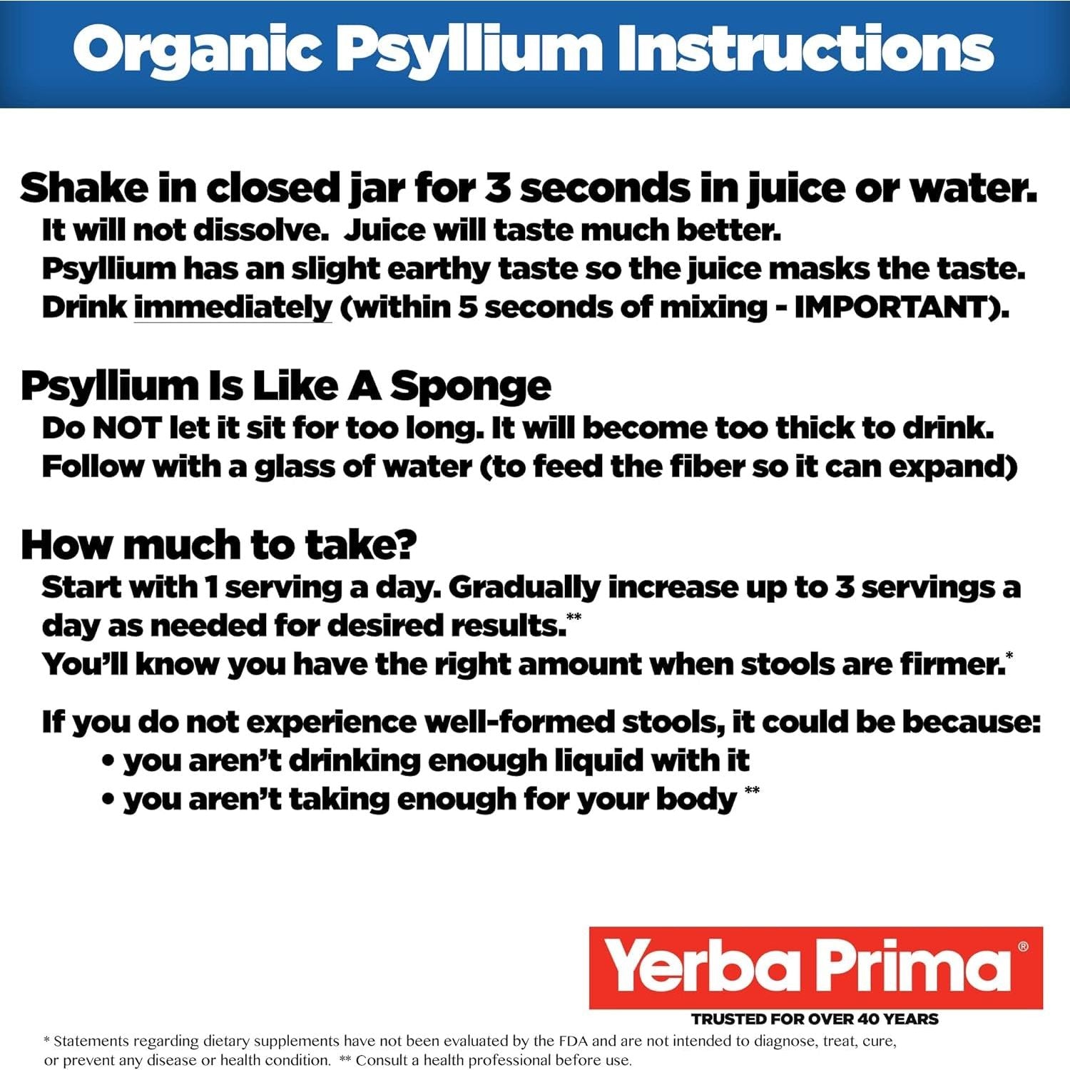 Yerba Prima Organic Psyllium Whole Husks Colon Cleanser - Natural Daily Dietary Fiber Supplement 20 Oz 