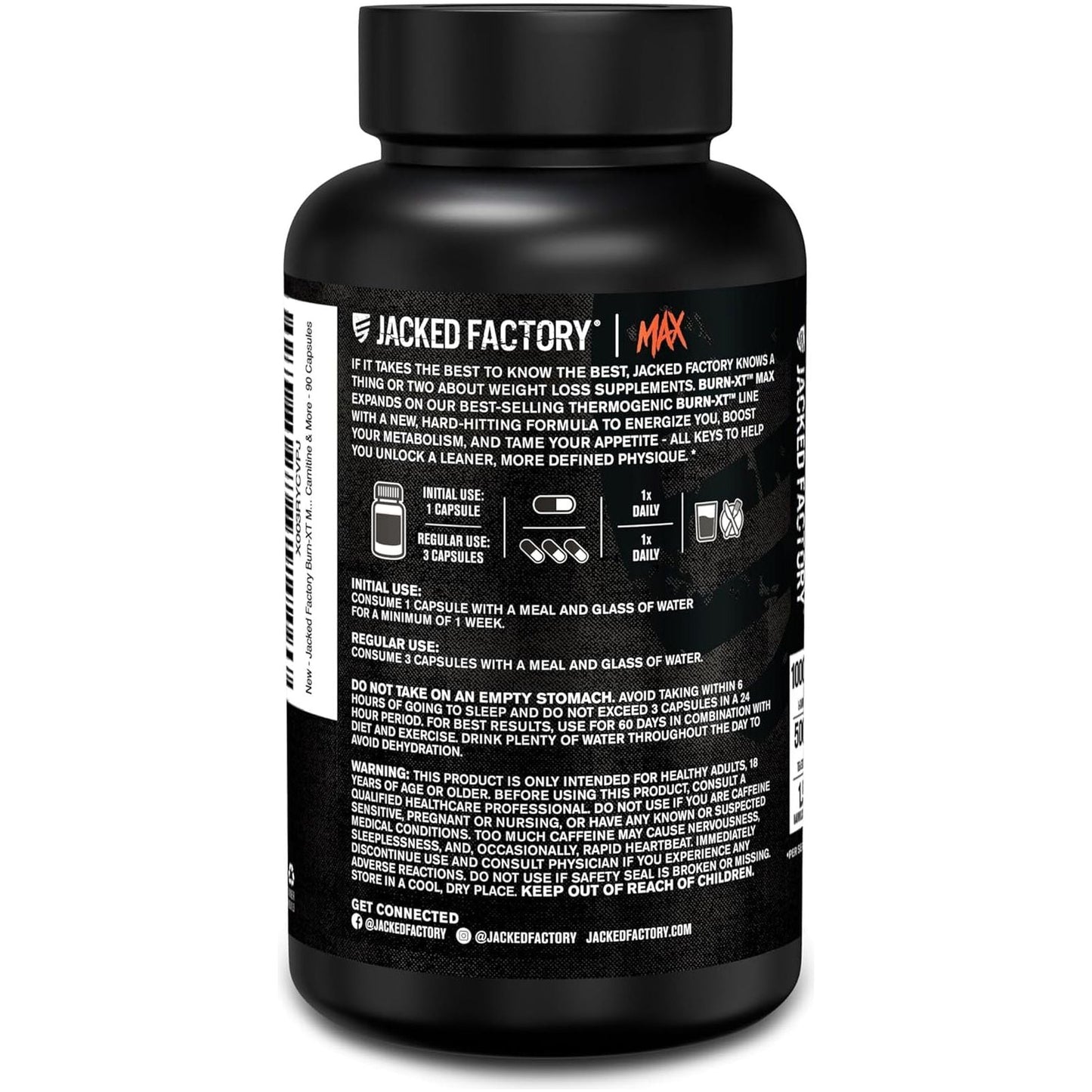 Jacked Factory Burn-Xt Max - High-Performance Thermogenic Fat Burner & Appetite Suppressant 90 Capsules