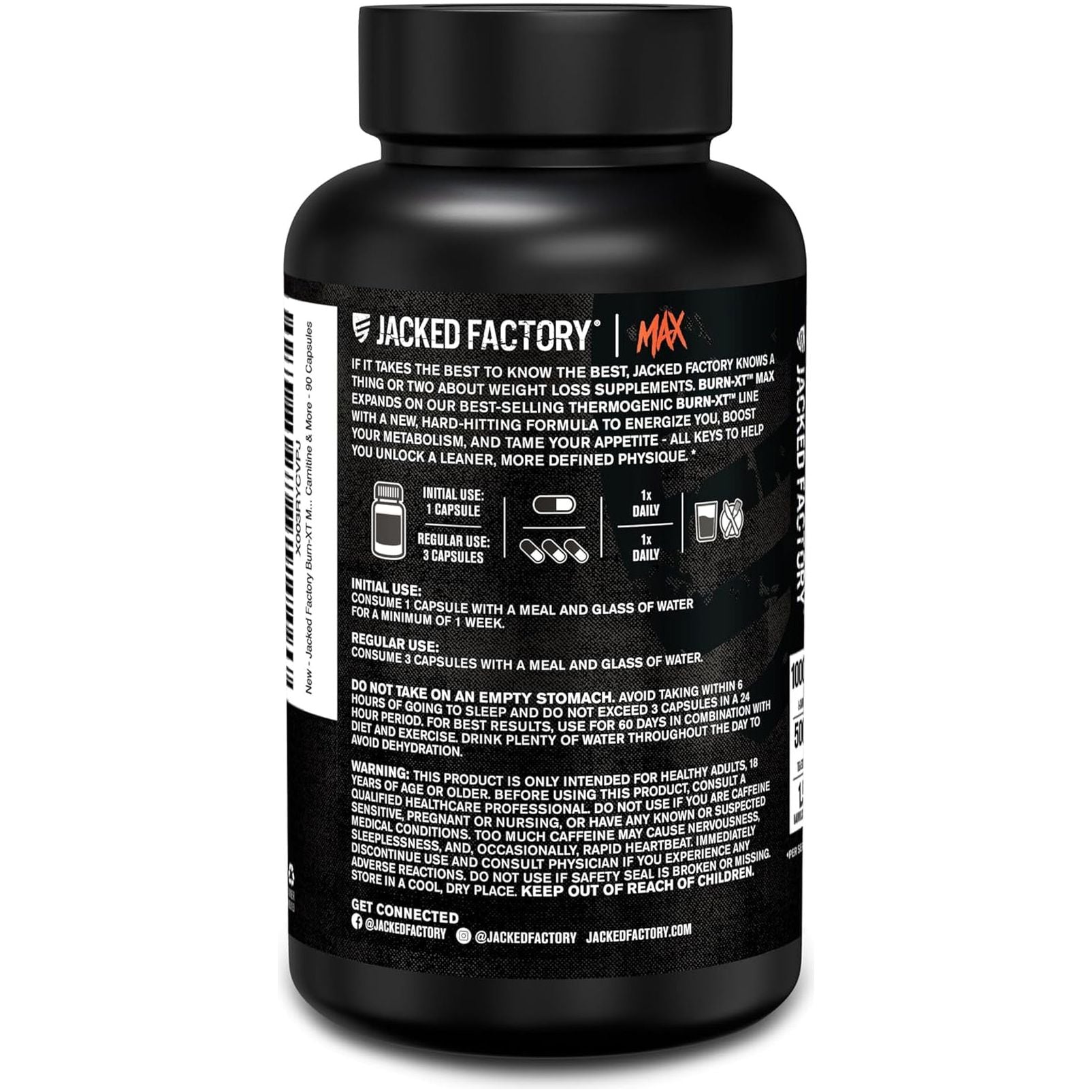 Jacked Factory Burn-Xt Max - High-Performance Thermogenic Fat Burner & Appetite Suppressant 90 Capsules