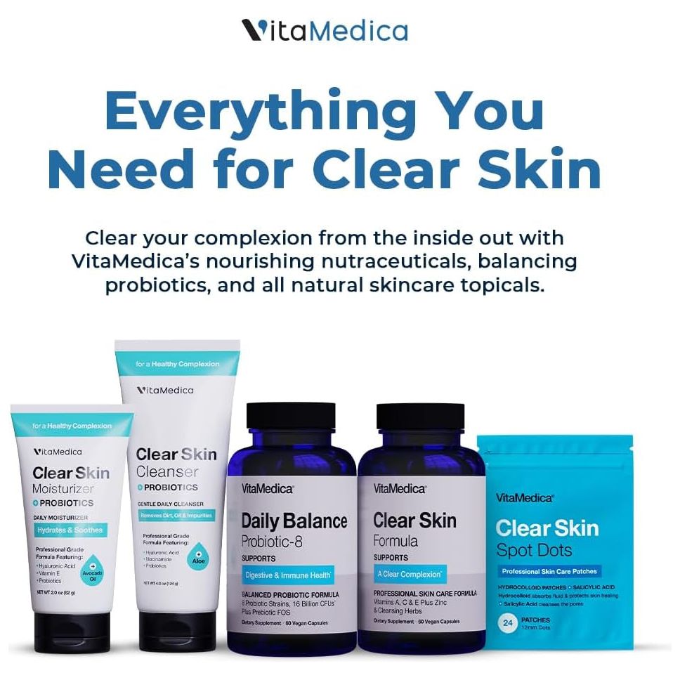 Vitamedica Clear Skin Vitamin Formula | Noncystic Acne Supplement for Skin Clearing 60 Count