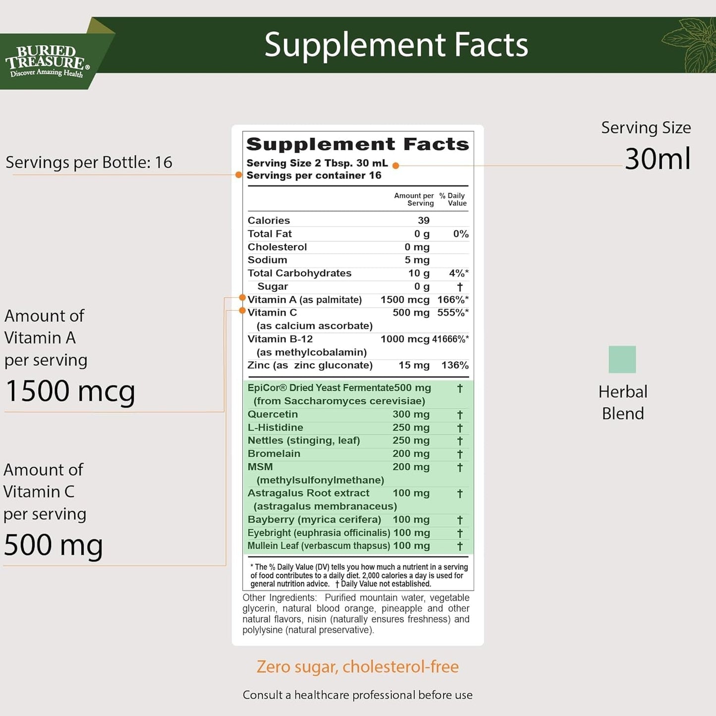 Buried Treasures Aller Ease - Supports Immune, Sinus Comfort 16 Fl Oz