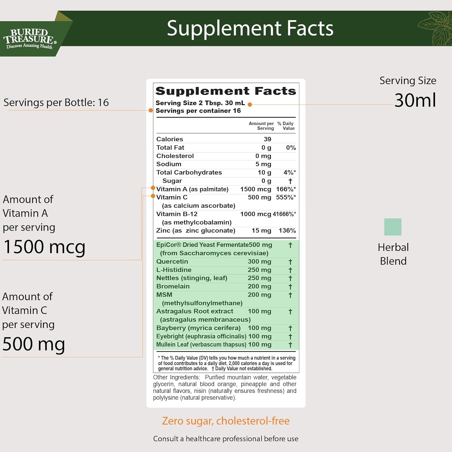 Buried Treasures Aller Ease - Supports Immune, Sinus Comfort 16 Fl Oz