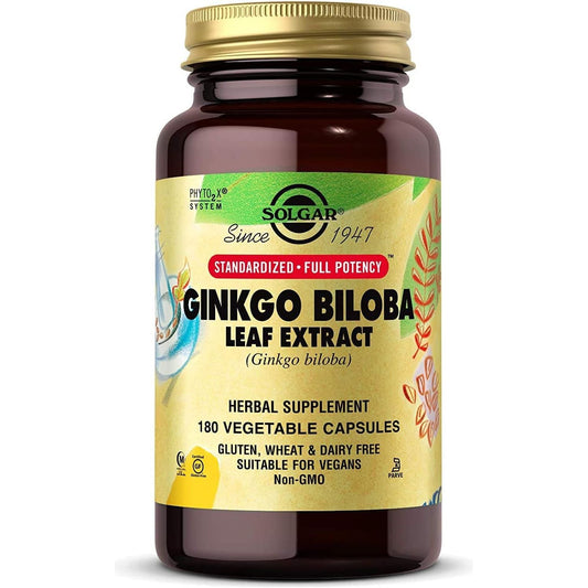 Solgar Ginkgo Biloba Leaf Extract - Brain Health & Mental Alertness 180 Capsules