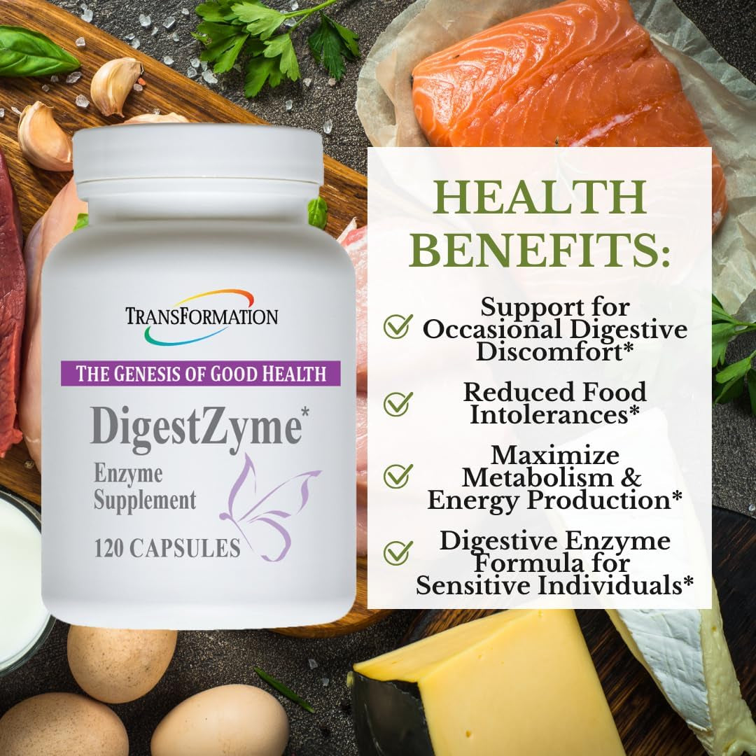 Transformation Enzymes Natural Digestzyme Supplement Formula for Overall Health,120 Cap