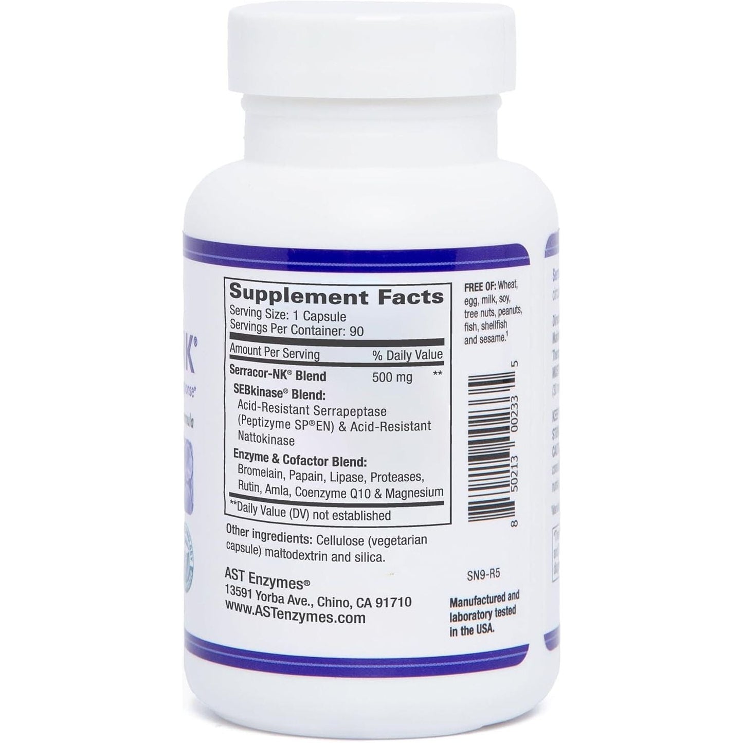AST Enzymes Serracor-Nk –Proteolytic Systemic Enzyme Formula for Circulatory and Respiratory Support – 90 Vegetarian Capsules
