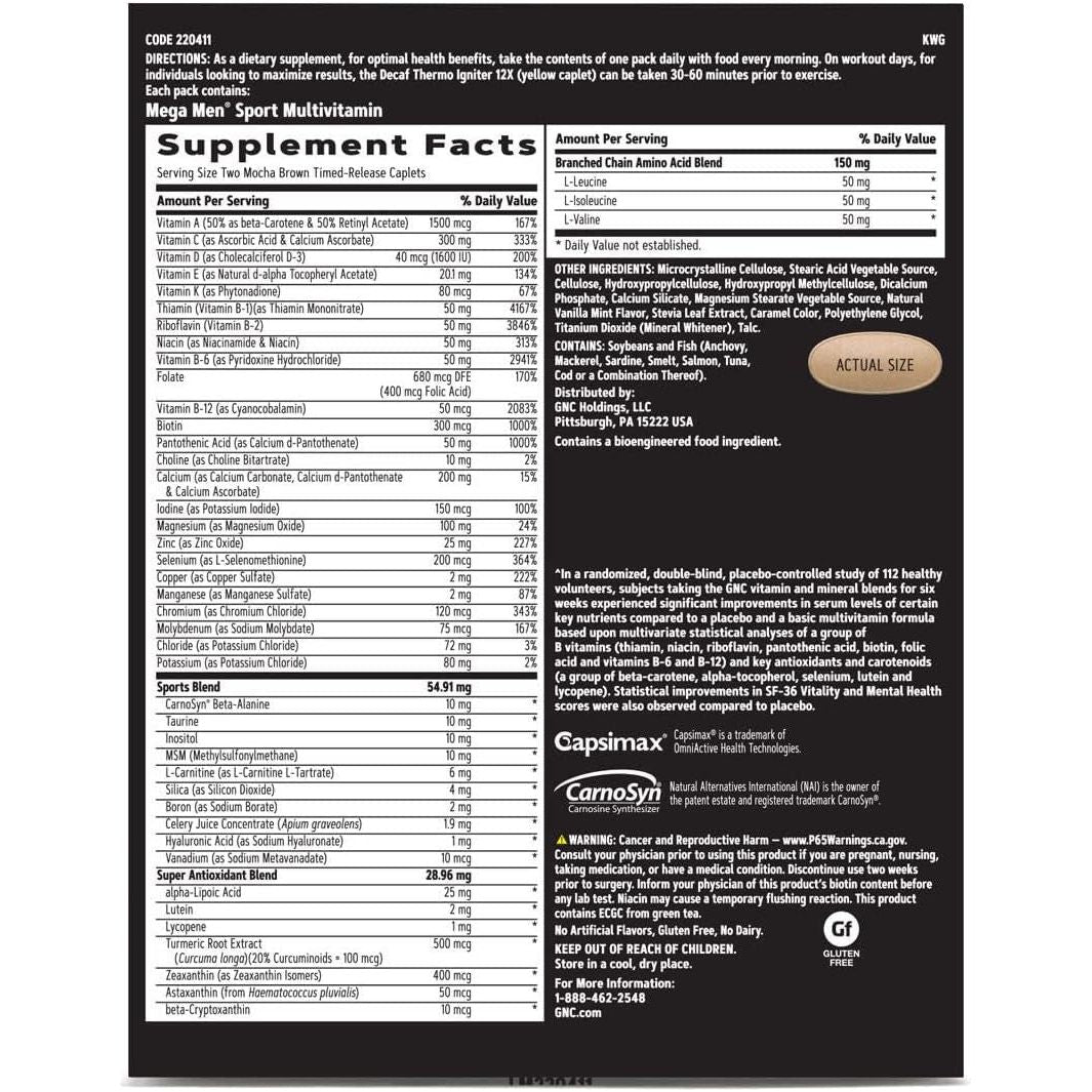 GNC Men'S Ripped Non-Stimulant Formula | 30 Servings