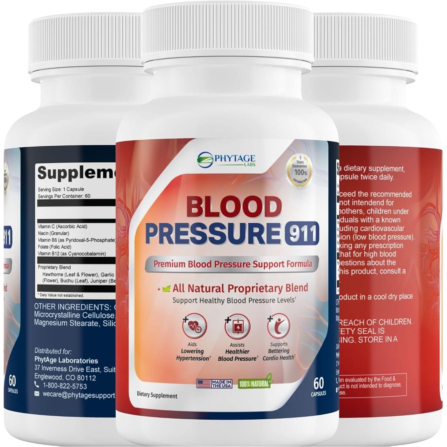 Blood Pressure 911 Premium Supplement - BP Support Pills. 60 Capsules