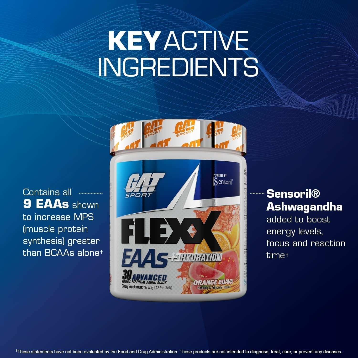 GAT SPORT Flexx Eaas + Hydration, Advanced Essential Amino Acids, 30 Servings (Fruit Punch)