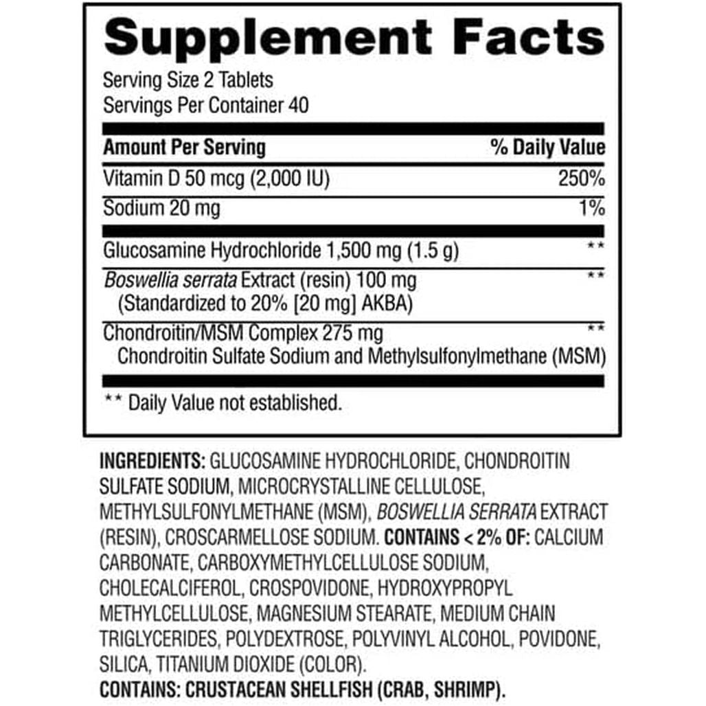 Jogi Triple Strength Glucosamine Chondroitin plus Vitamin D Tablets Dietary Supplement, 40 Servings