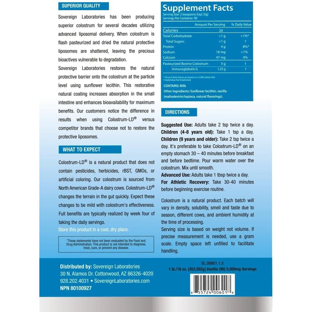 Colostrum-Ld Liposomal Delivery by Sovereign Laboratories - 16Oz Vanilla (90 Servings)