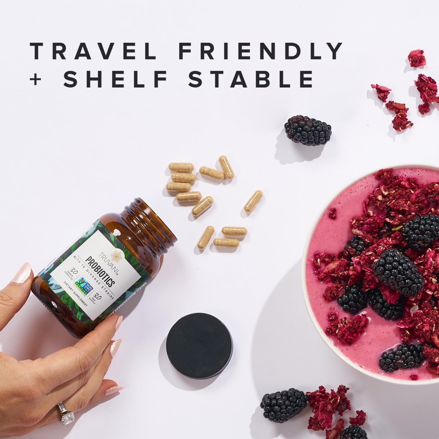 Truvani Probiotic | 15 Billion CFU | 15 Diverse Strains for Digestive, Immune & Brain Health Support 30 Servings