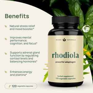 Rhodiola Rosea 600 Mg for Stress Support, Mood Support & Energy 60 Servings