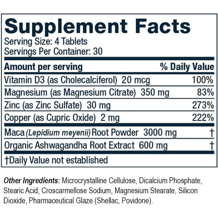 ROMAN Testosterone Support | Daily Nutritional Supplement with Ashwagandha & Magnesium | (120 Tablets)