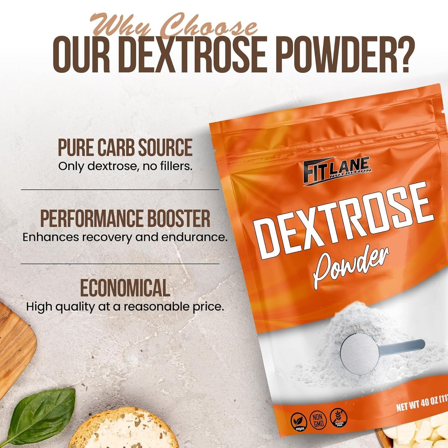 Bulk Dextrose Powder 2.5 Lbs - Pure Carb Ingredient Unflavored - Great for Pre Workout