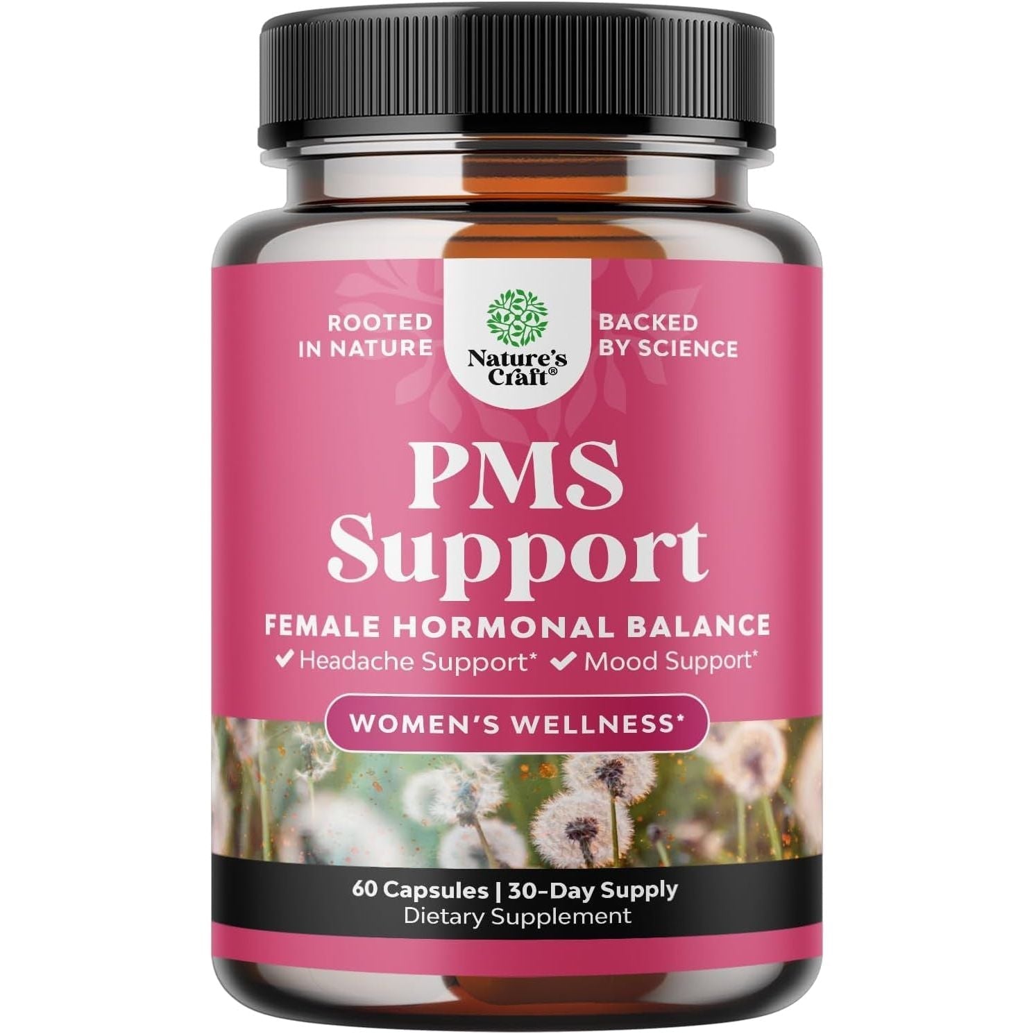 PMS Support Supplement for Women - for Period Cramps Relief, Menopause Bloating, Mood Swing – 60 Capsules