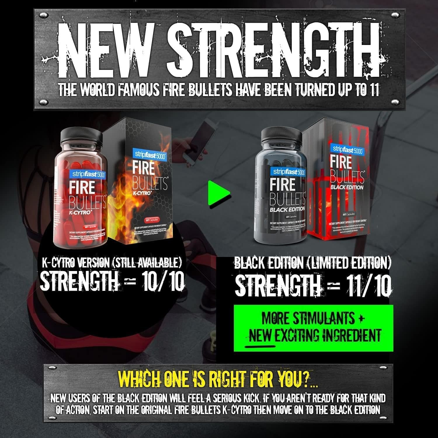 Stripfast5000 Fire Bullets Black Edition Max Strength for Women and Men