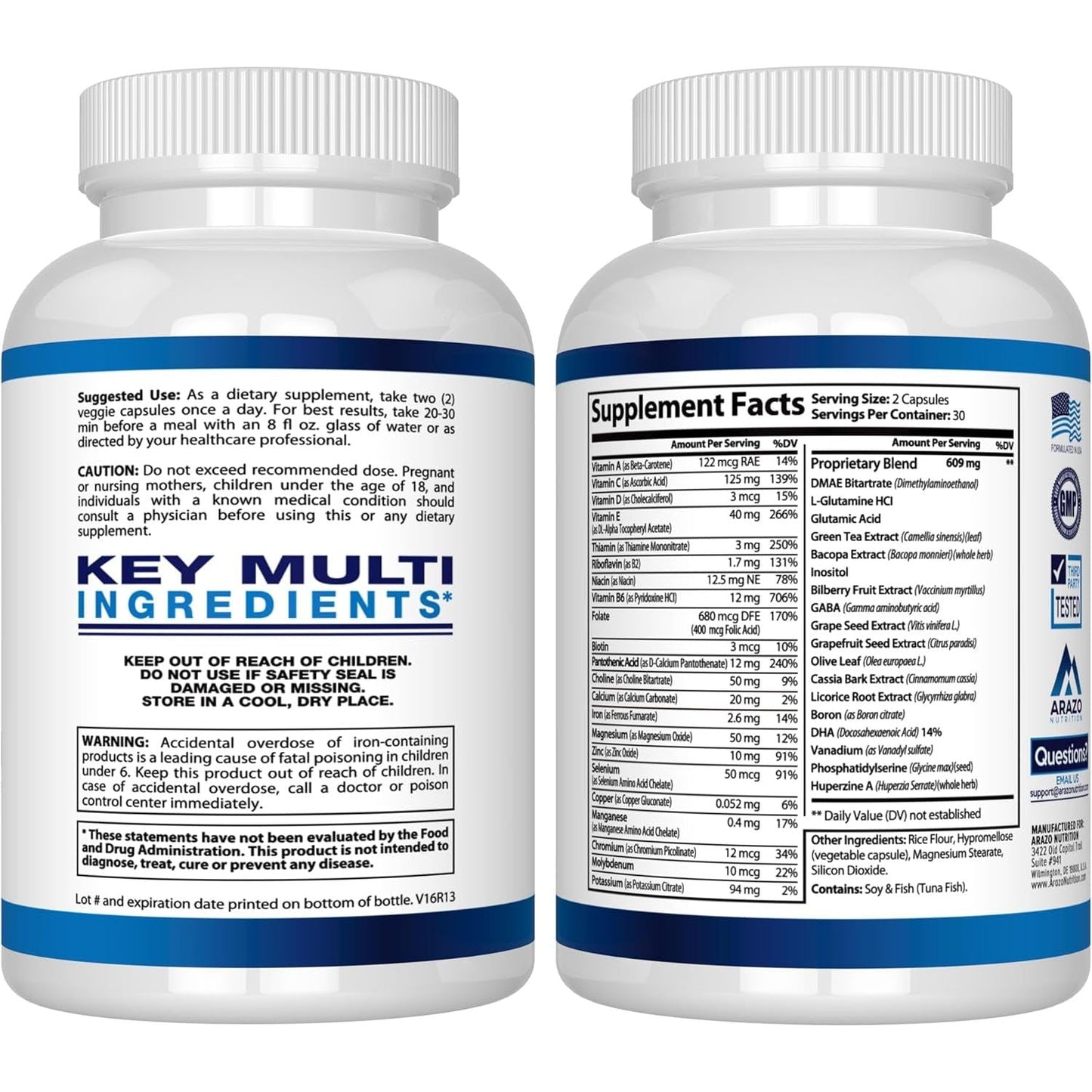 Arazo Nutrition Premium Brain Function Supplement – Memory, Focus, Clarity – Nootropic Booster