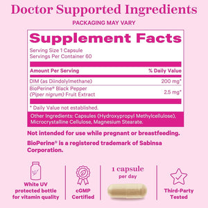 Pink Stork DIM Supplement for Women - Estrogen and Hormone Balance for Menopause & PMS - 200Mg -  60 Day Supply