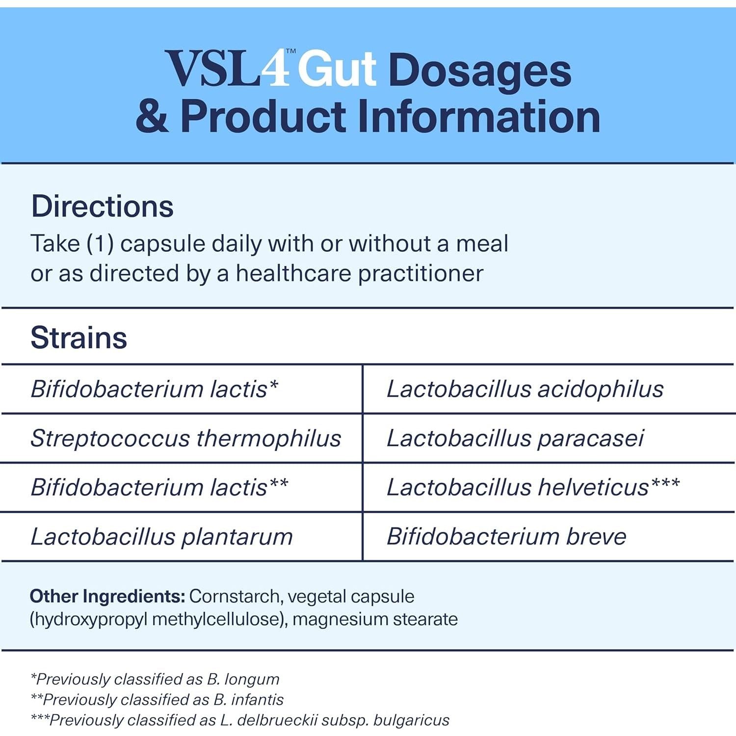 VSL4 Gut Health, Probiotics for Digestive Health, 30 Billion CFU per Capsule, 30 Pack