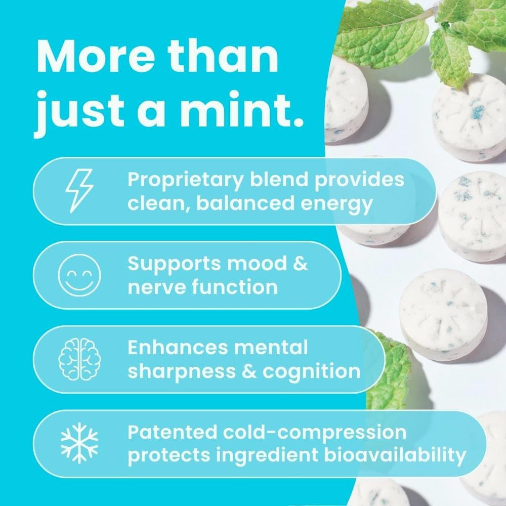 Neurogum Energy Caffeine Mints - Nootropic Energy & Focus Supplement (90 Pieces)