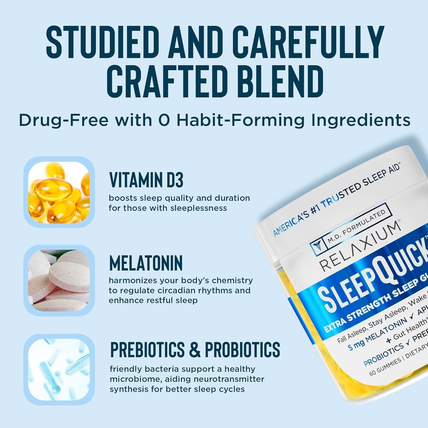Relaxium Sleep Quick Gummy Sleep Aid Support 5 Mg Melatonin 60 Gummies