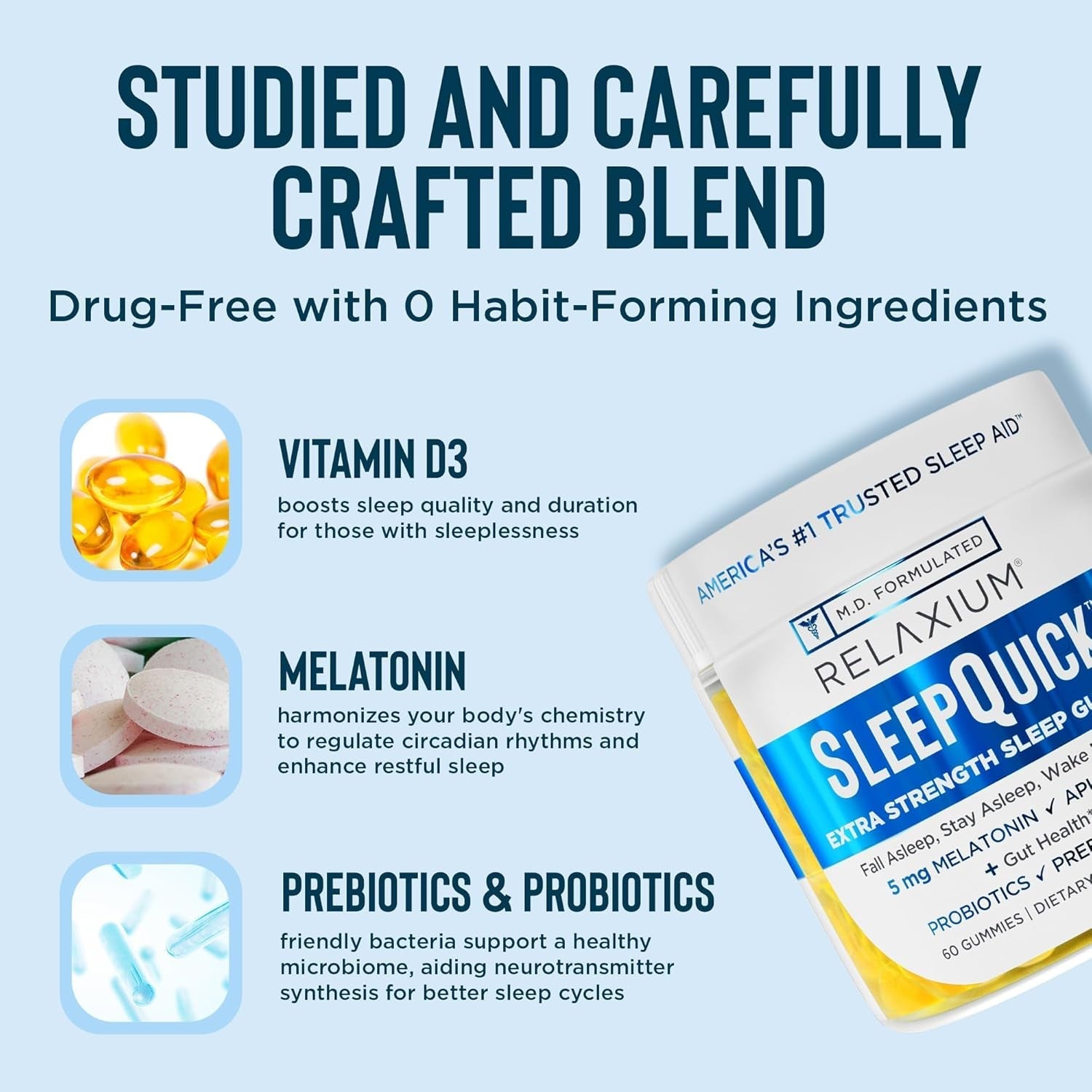 Relaxium Sleep Quick Gummy Sleep Aid Support 5 Mg Melatonin 60 Gummies