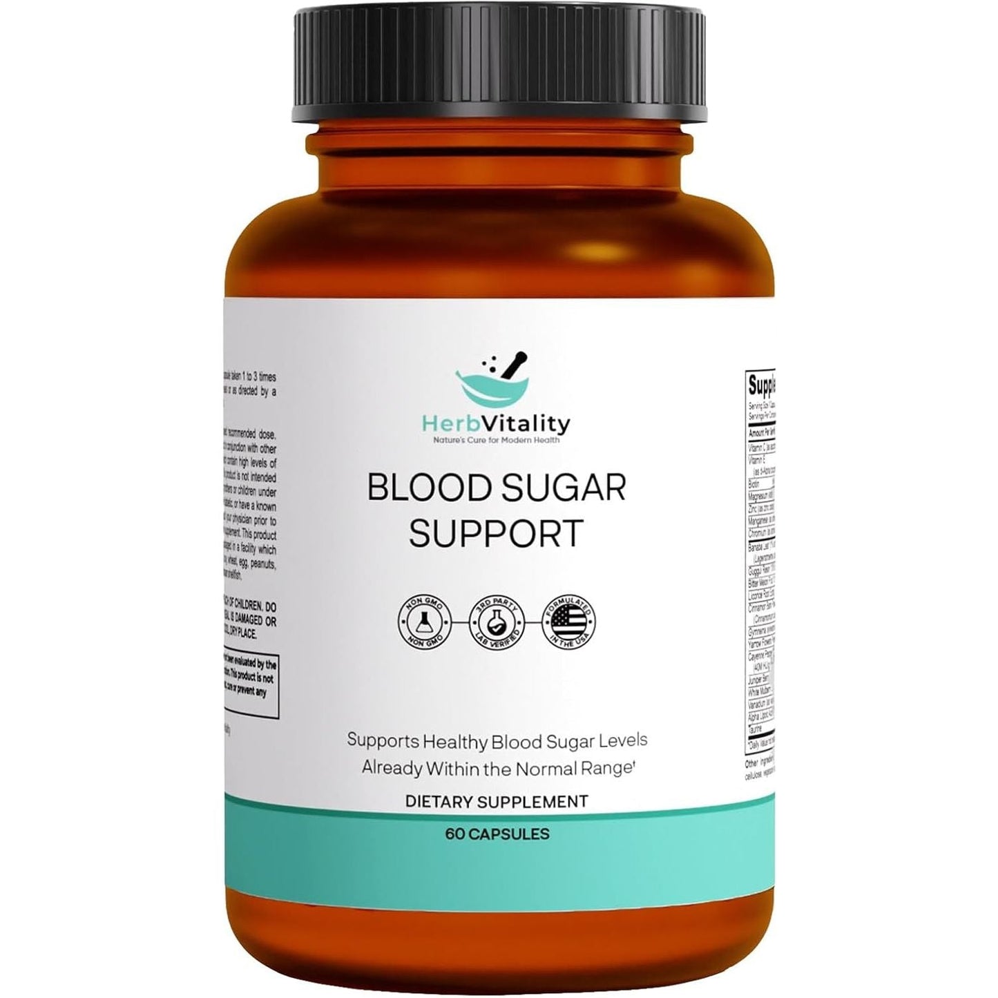 Blood Sugar Support Supplement with Cinnamon, Bitter Melon – Supports Healthy Blood Sugar Levels - 60 Capsules