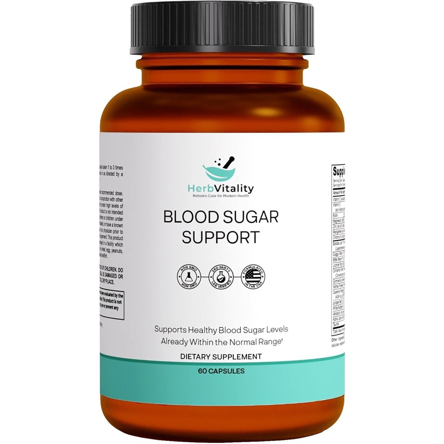 Blood Sugar Support Supplement with Cinnamon, Bitter Melon – Supports Healthy Blood Sugar Levels - 60 Capsules