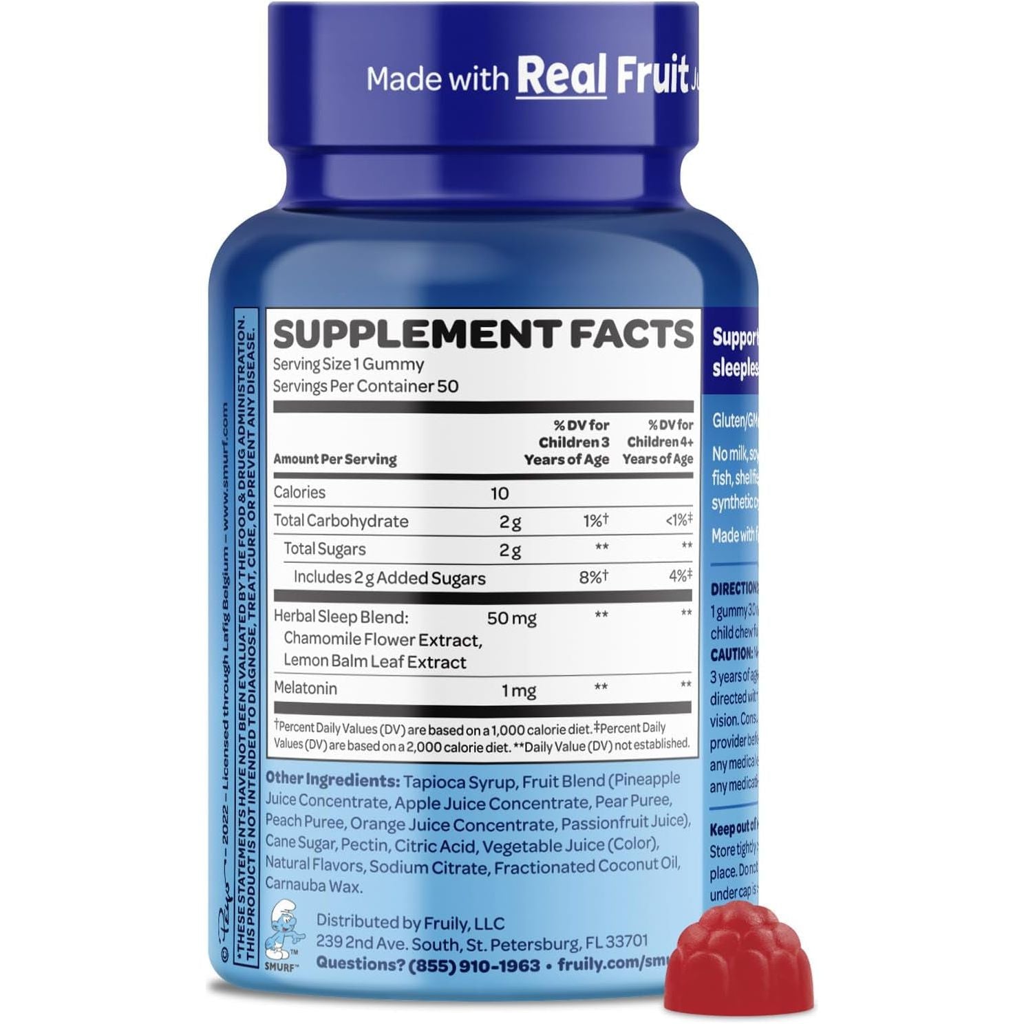The Smurfs 1Mg Melatonin Gummies for Kids & Restful Sleep Age 3+ 50 Vegetarian Gummy