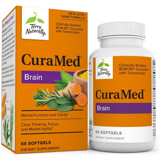 Terry Naturally Curamed Brain  with BCM-95 Curcumin, Vitamin D3, Rosemary & Sage - 30 Servings