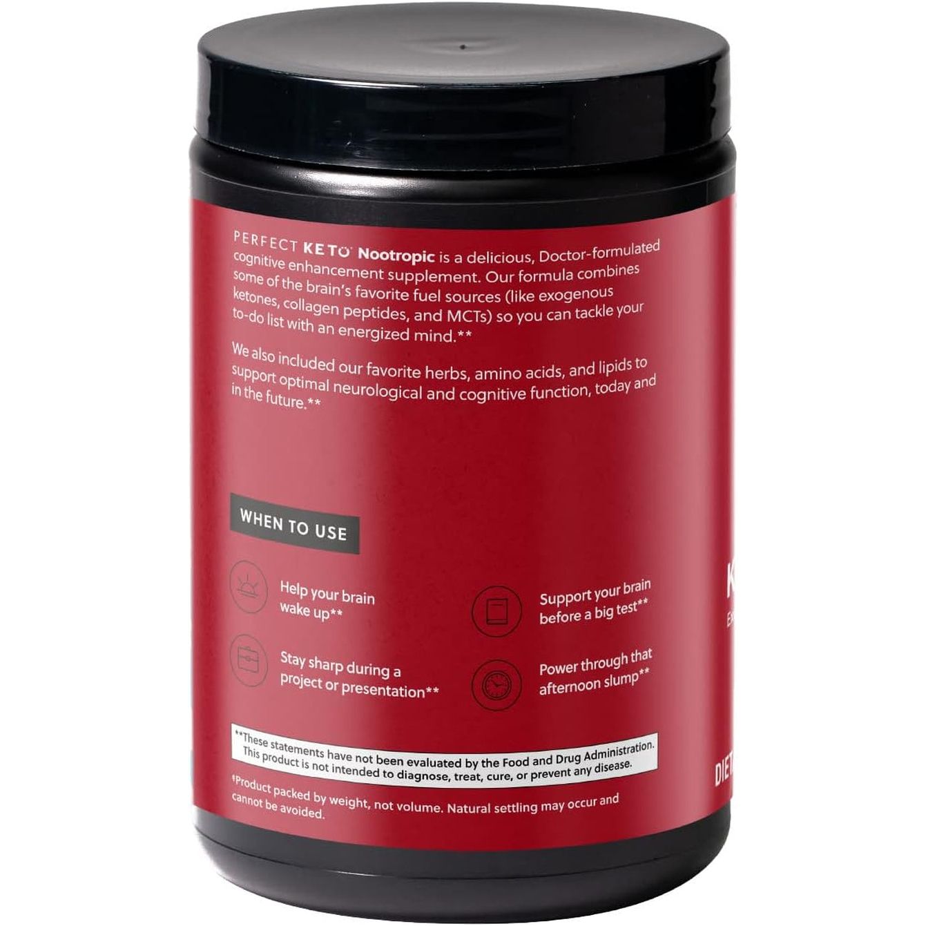 Perfect Keto Nootropic Brain Support, Caffeine Free Focus and Energy Supplement 15 Servings