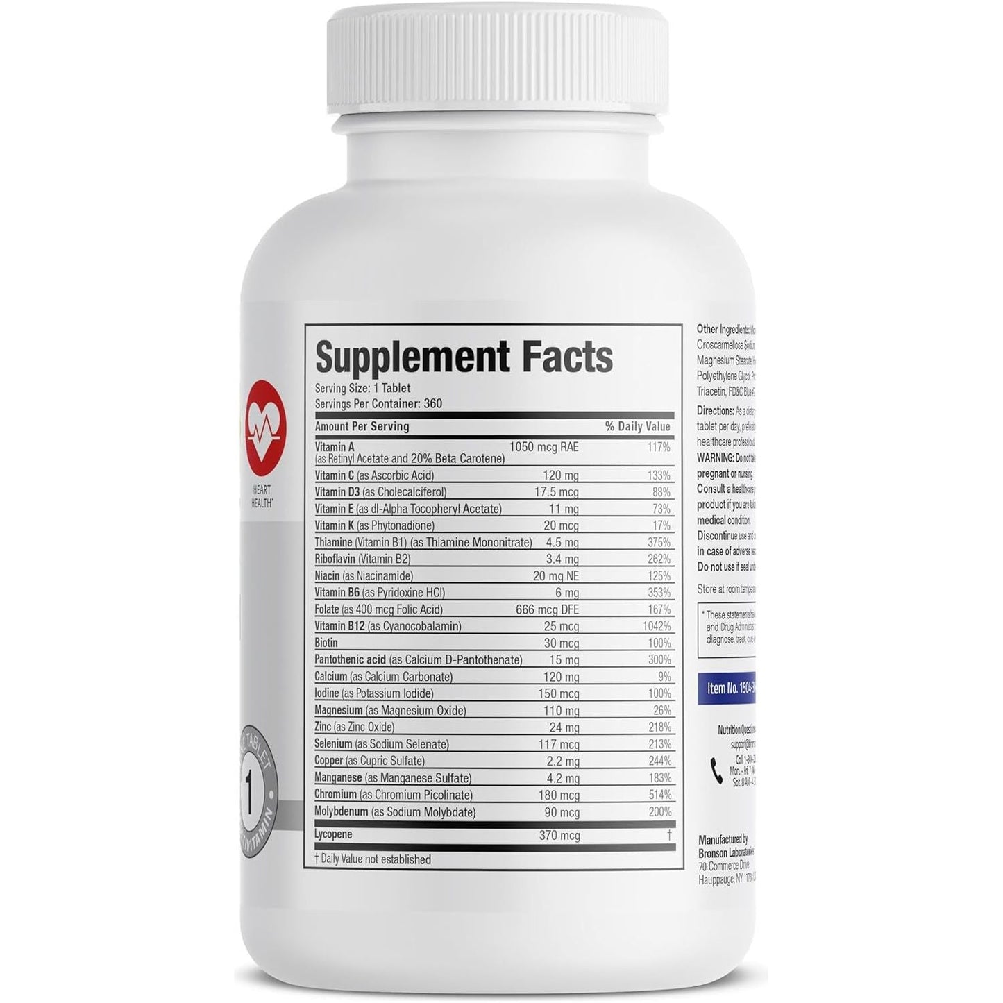 Bronson ONE Daily Mens 50+ Complete Multivitamin Multimineral, 360 Tablets