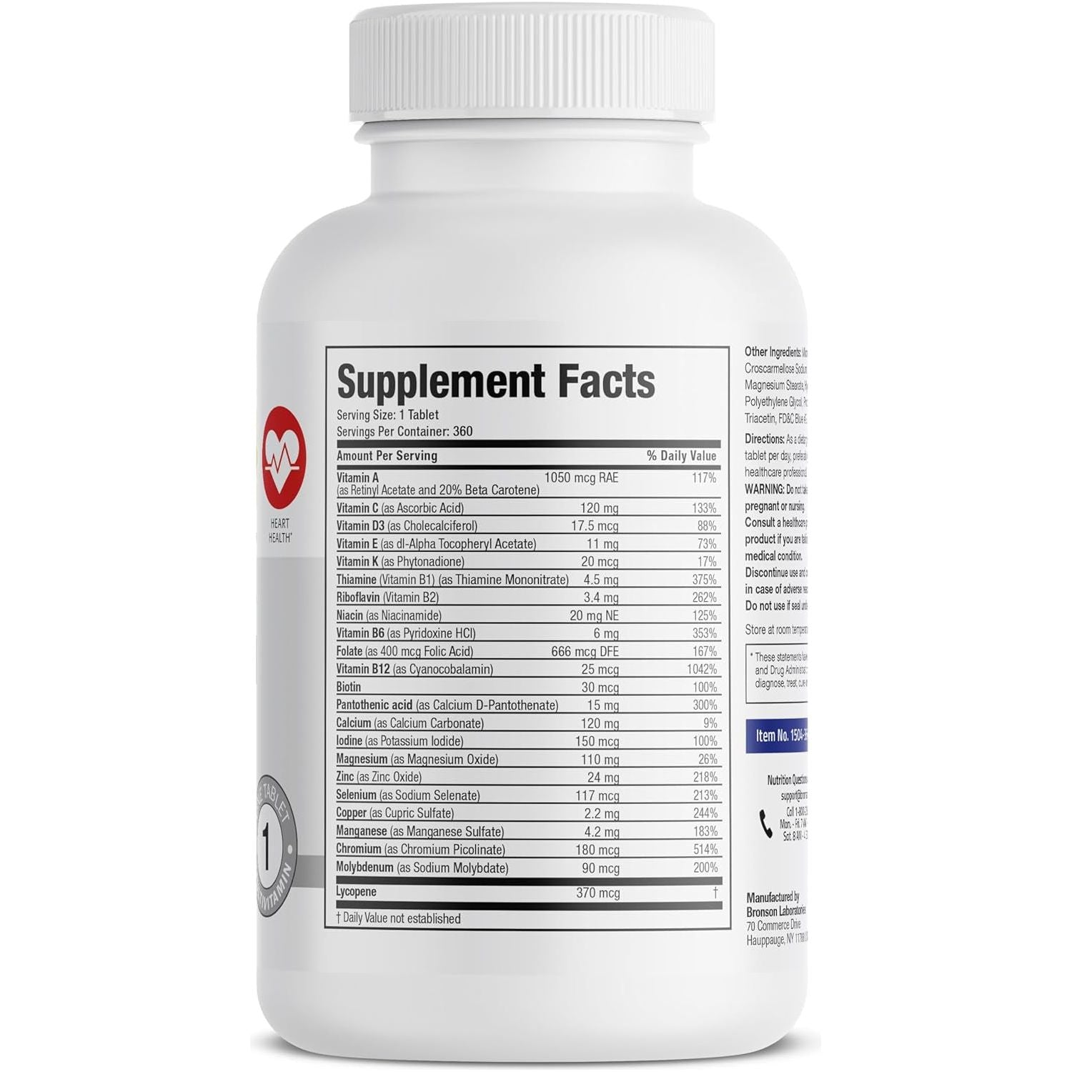 Bronson ONE Daily Mens 50+ Complete Multivitamin Multimineral, 360 Tablets