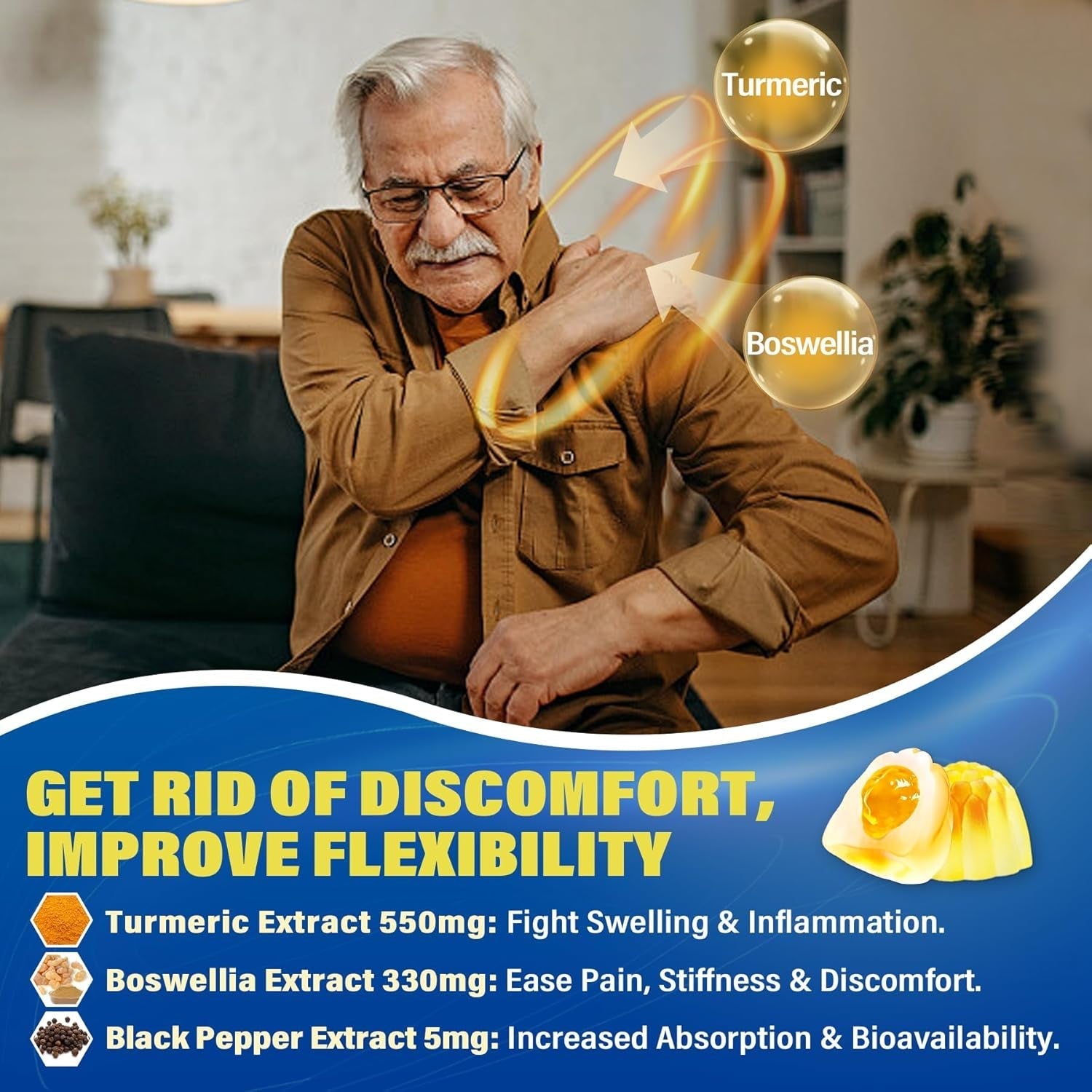 Sugar Free Glucosamine Chondroitin MSM Filled Gummies 3100Mg - Joint Support Supplement - 60Cts