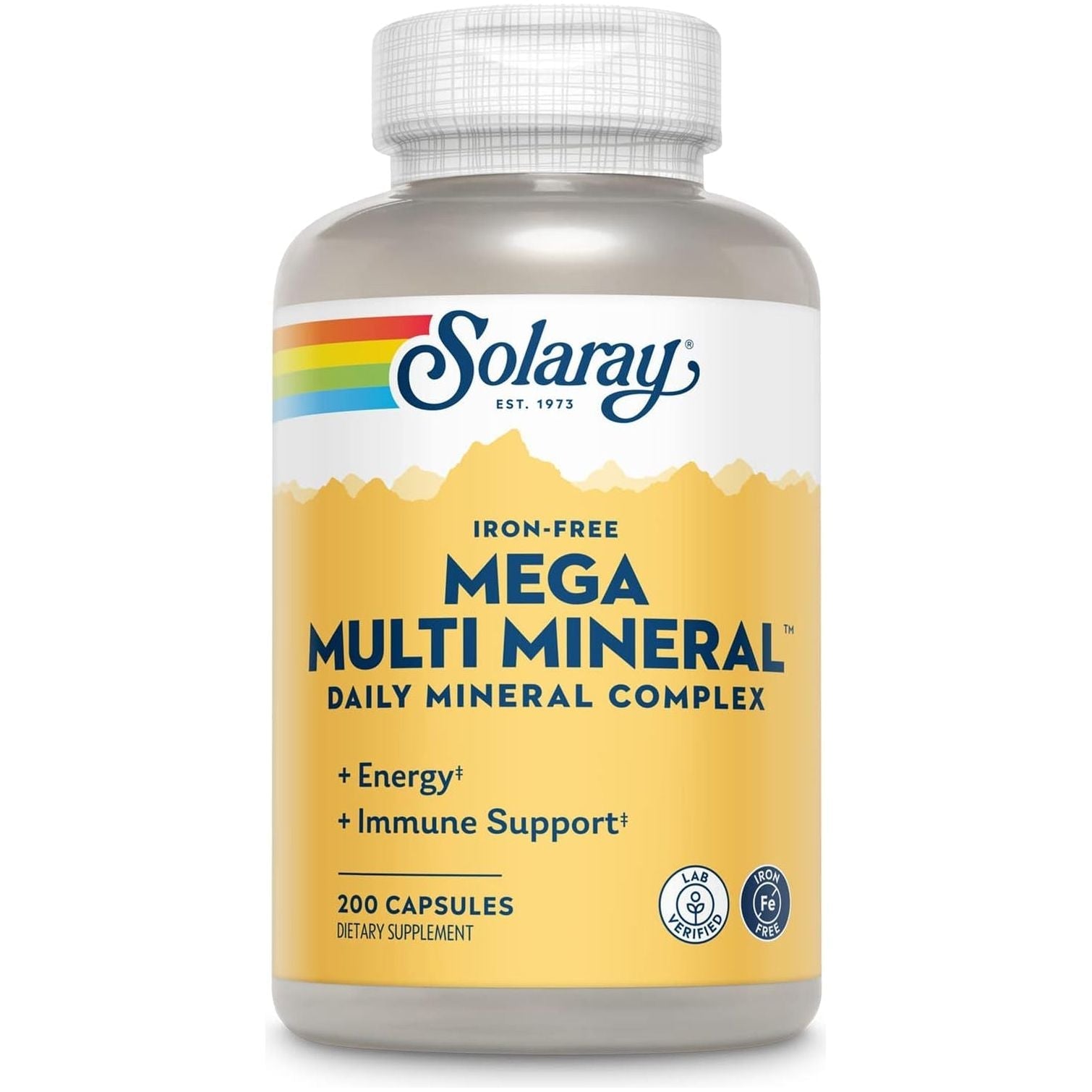 SOLARAY Iron-Free Mega Multi Mineral - Daily Mineral Complex W/Calcium, Magnesium, Zinc and More 50 Servings