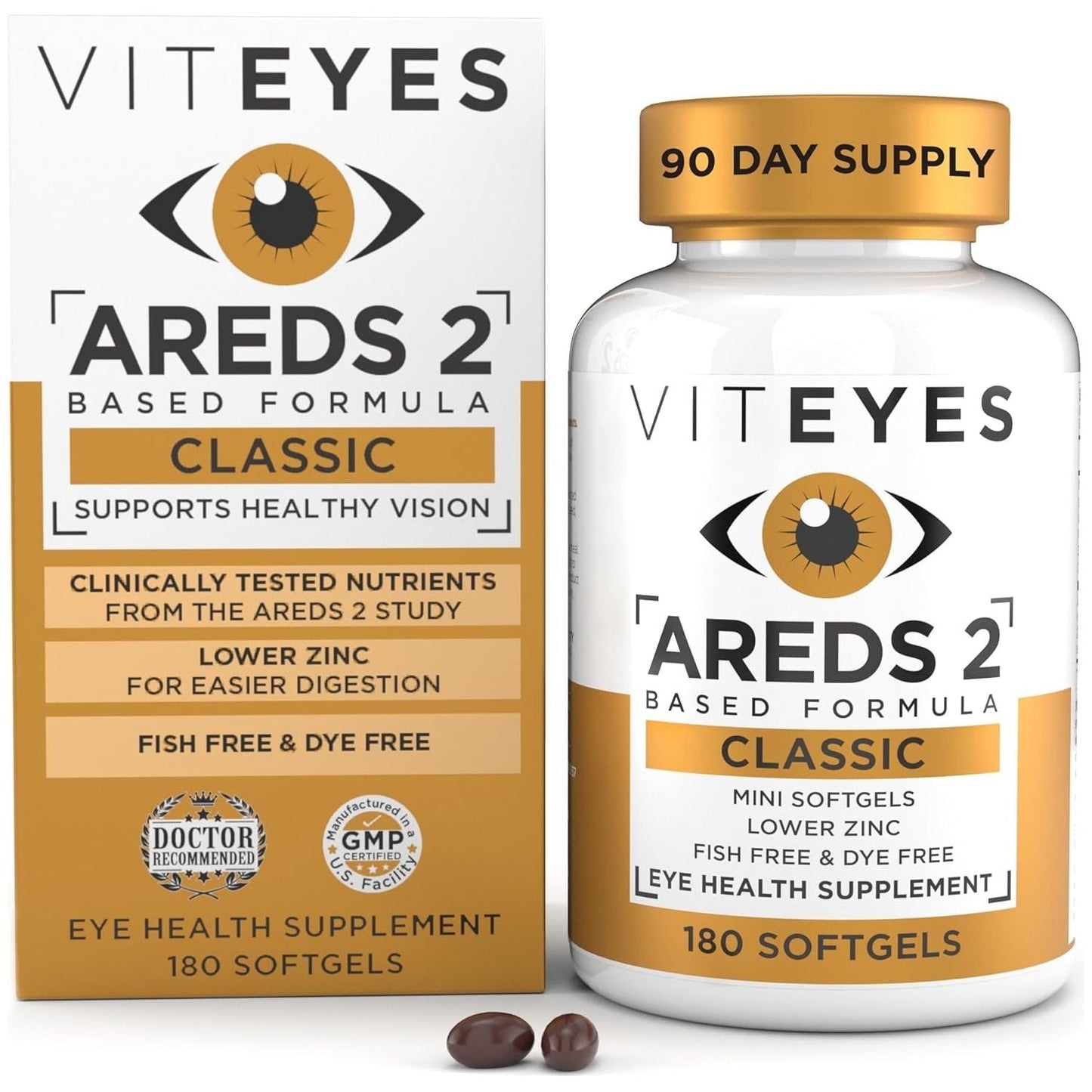 Viteyes AREDS 2 Classic Macular Health Formula Softgels, Eye Health Vitamin to Support Macular Health 180 Softgels